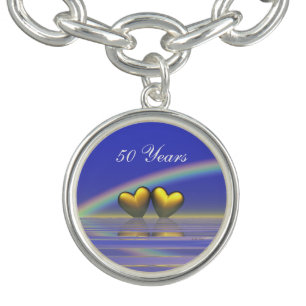 50th Anniversary Golden Hearts Charm Bracelet