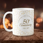 50th Anniversary Golden Hearts Coffee Mug<br><div class="desc">Designed to coordinate with our 50th Anniversary Golden Hearts collection. Featuring delicate golden hearts. Personalize with your special fifty years golden anniversary information in chic gold lettering. Designed by Thisisnotme©</div>