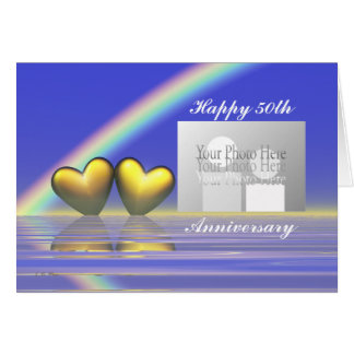 50th Anniversary Golden Hearts (for photo) Card