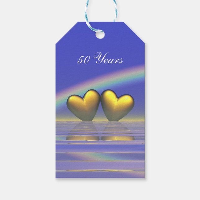 50th Anniversary Golden Hearts Gift Tags (Front)