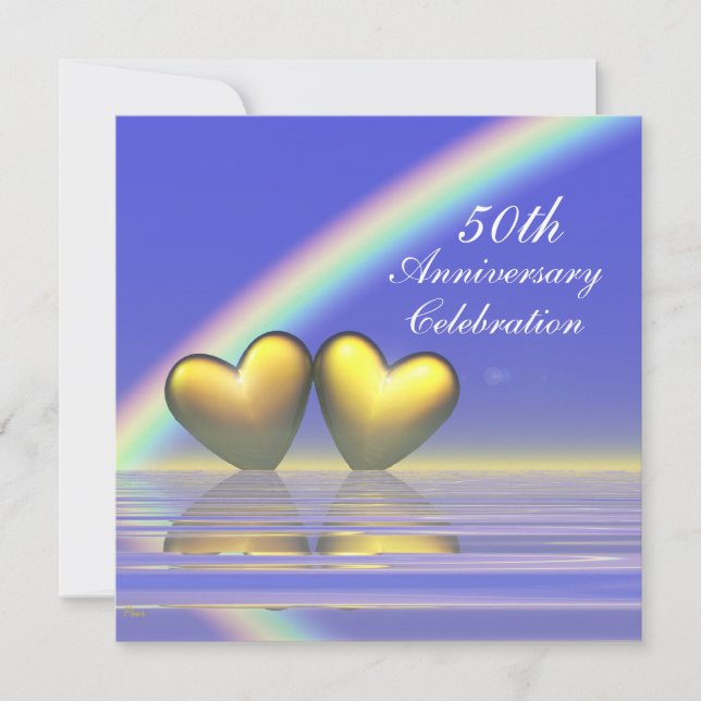 50th Anniversary Golden Hearts Invitation (Front)