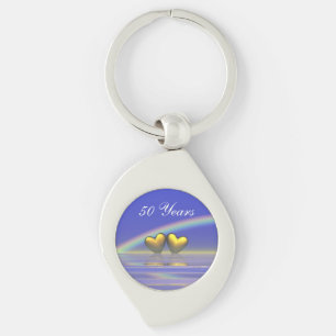 50th Anniversary Golden Hearts Keychain