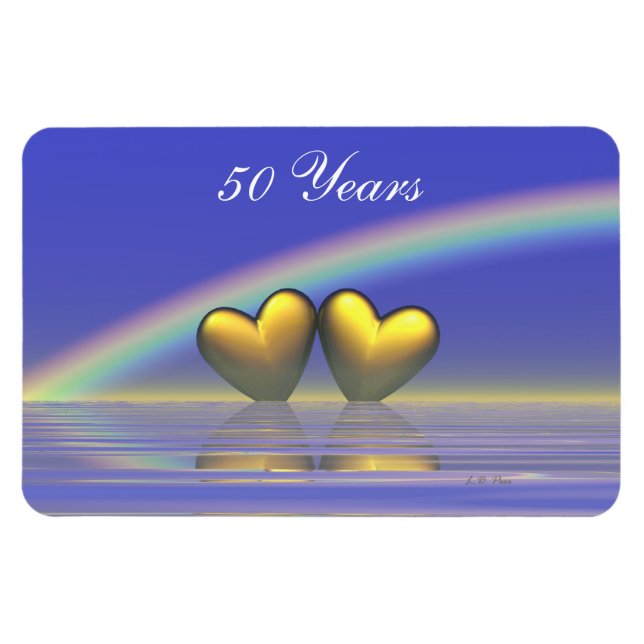 50th Anniversary Golden Hearts Magnet (Horizontal)