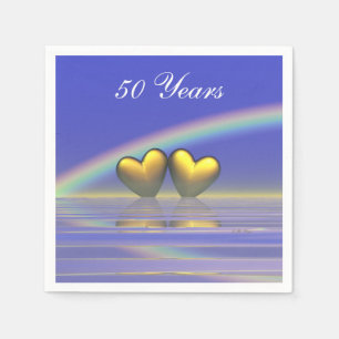 50th Anniversary Golden Hearts Paper Napkins