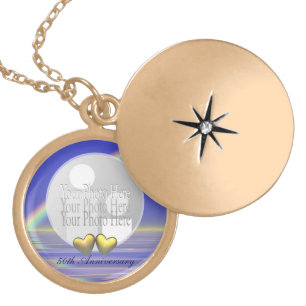 50th Anniversary Golden Hearts Photo Gold Plated Necklace