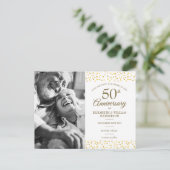 50th Anniversary Golden Hearts Photo Save the Date Announcement Postcard (Standing Front)