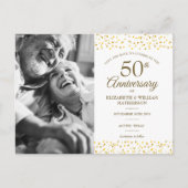 50th Anniversary Golden Hearts Photo Save the Date Announcement Postcard (Front)