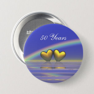 50th Anniversary Golden Hearts Pinback Button