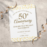 50th Anniversary Golden Hearts Save the Date Magnet<br><div class="desc">Featuring delicate gold hearts confetti. Personalise with your special fifty years golden anniversary save the date information in chic lettering. Designed by Thisisnotme©</div>