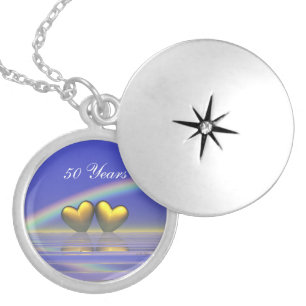 50th Anniversary Golden Hearts Silver Plated Necklace