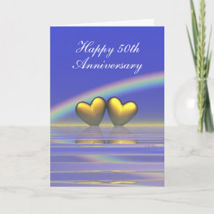 50th Anniversary Golden Hearts (Tall) Card