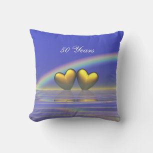 50th Anniversary Golden Hearts Throw Pillow