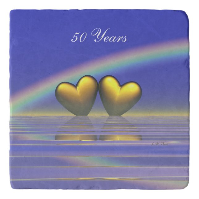 50th Anniversary Golden Hearts Trivet (Front)