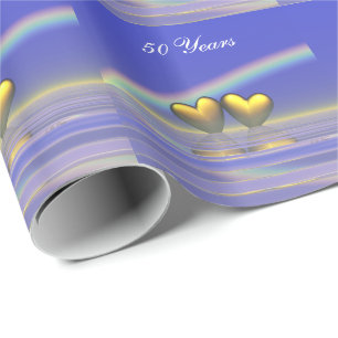 50th Anniversary Golden Hearts Wrapping Paper