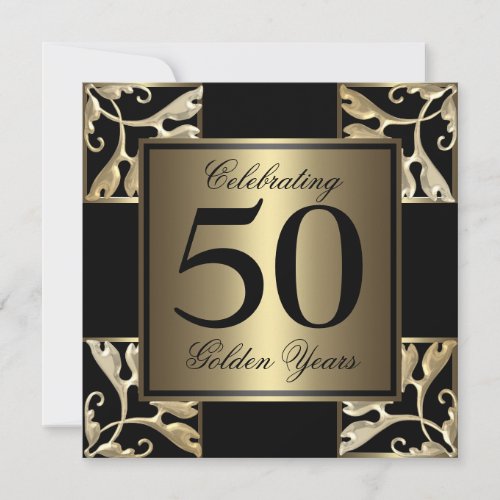 50th anniversary golden personalized invitation