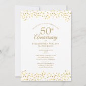 50th Anniversary Golden Love Hearts Invitation (Front)