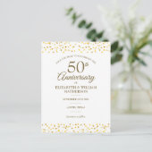 50th Anniversary Golden Love Hearts Save the Date Postcard (Standing Front)