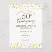 50th Anniversary Golden Love Hearts Save the Date Postcard (Front)