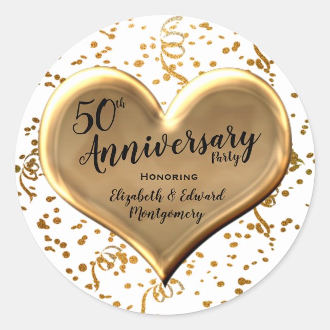 50th Anniversary - Golden Sparkle - Round Sticker (Front)