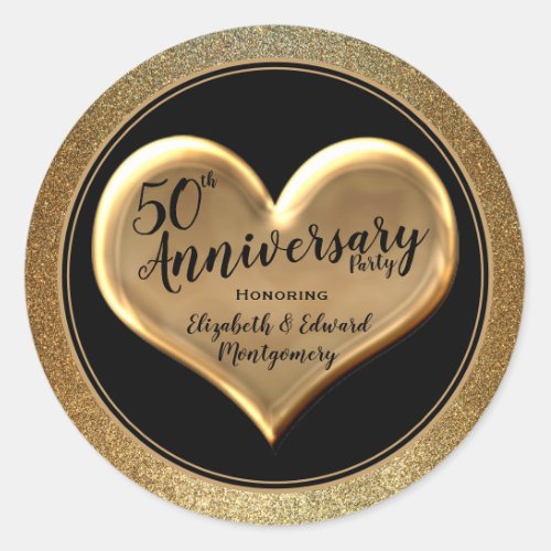 50th Anniversary _ Golden Sparkle _ Round Sticker