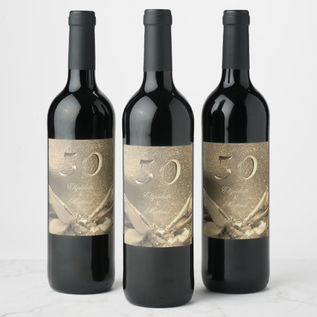 50th Anniversary Golden Wedding 50 Years Jubilee Wine Label (Bottles)