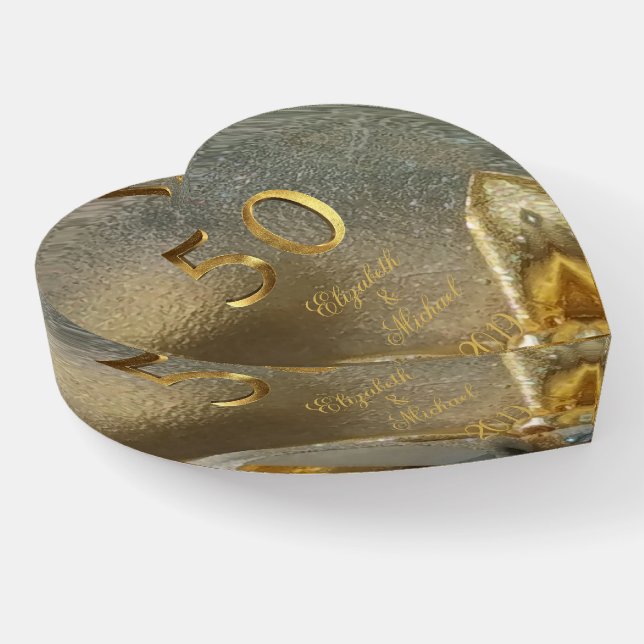 50th Anniversary Golden Wedding Add Name or Text Paperweight (Angled)