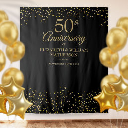 50th Anniversary Golden Wedding Black Tapestry
