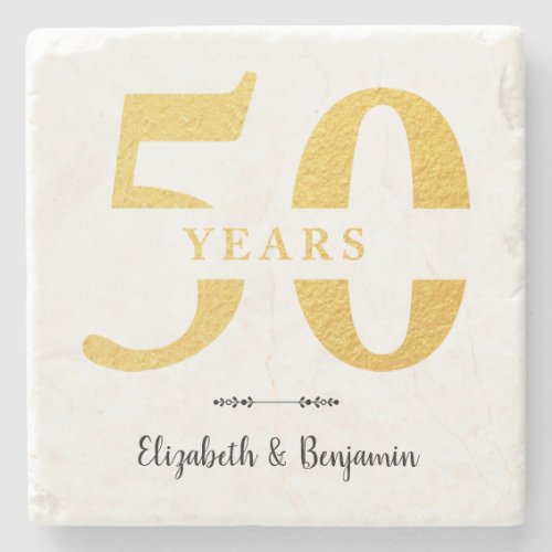 50th Anniversary Golden Wedding Gift Personalized Stone Coaster