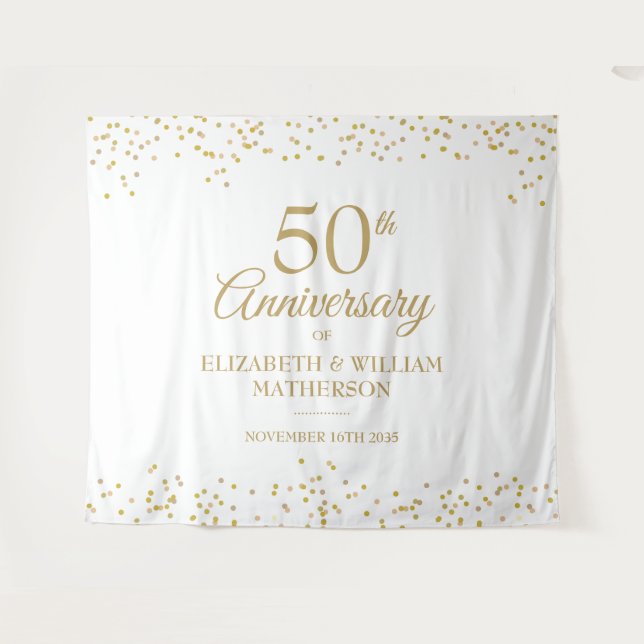 50th Anniversary Golden Wedding Photo Backdrop (Front (Horizontal))