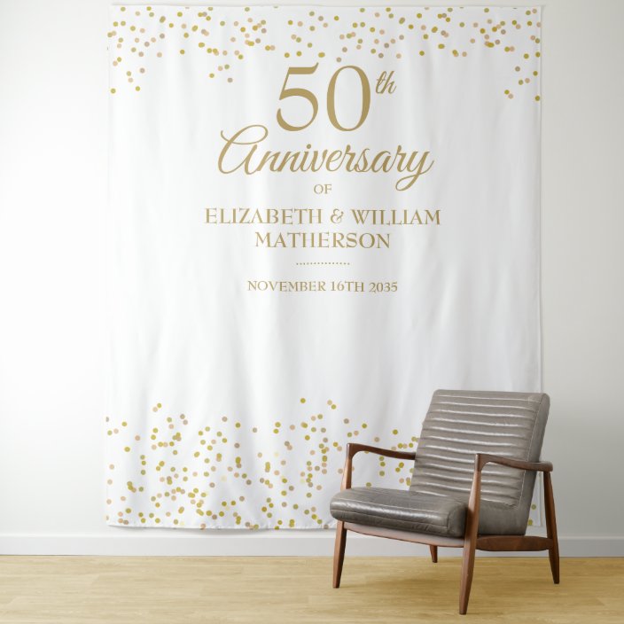 50th Anniversary Golden Wedding Photo Backdrop