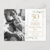 50th Anniversary Greenery 2 Photos Save The Date Announcement Postcard (Front)