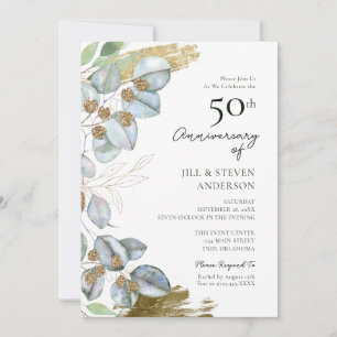 50th Anniversary Greenery Eucalyptus Sage Invitation