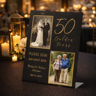 50th Anniversary Guest Book Table Display Sign