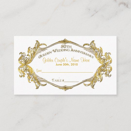 50th Anniversary Guest Table Card Golden Coupl Place 50th Anniversary Guest Table Card Golden Coupl Place