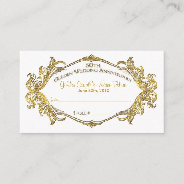 50th anniversary guest table card, Golden Coupl... Place Card (Front)