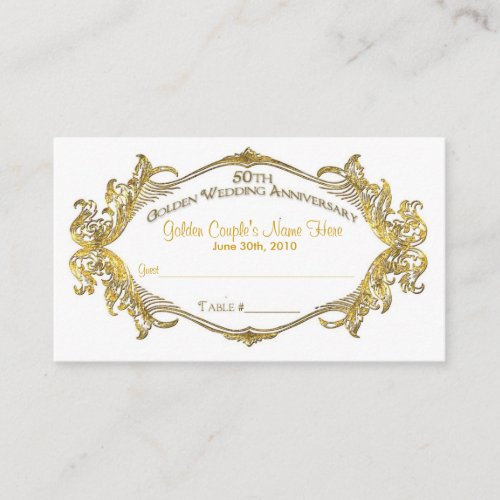50th anniversary guest table card Golden Coupl Place Card