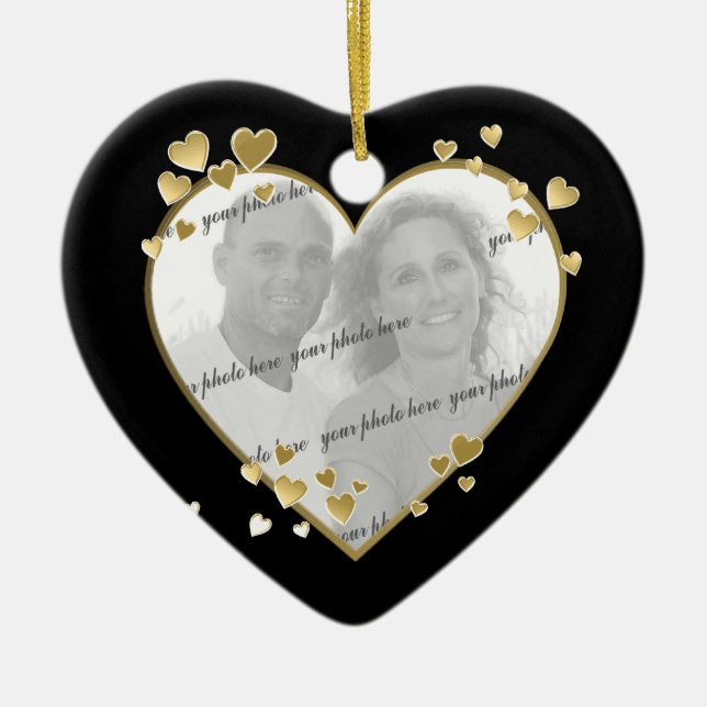 50th Anniversary Heart Photo Keepsake Ceramic Ornament (Front)