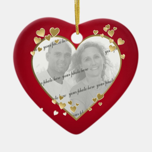 50th Anniversary Heart Photo Keepsake Ceramic Ornament (Front)