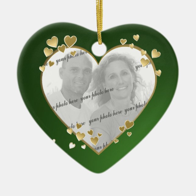 50th Anniversary Heart Photo Keepsake Ceramic Ornament (Front)
