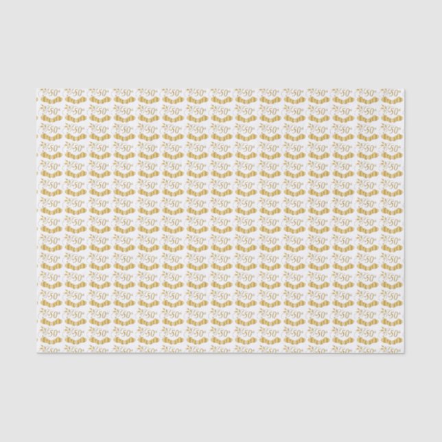 50th Anniversary in Gold and White Tissue Paper (Front)