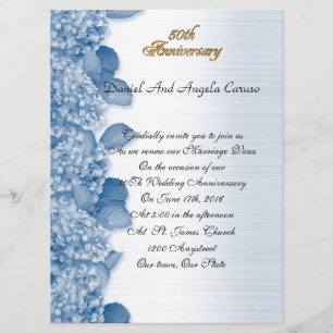 50th Anniversary invitation blue hydrangea