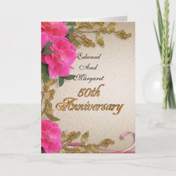 50th Anniversary Invitation Card Elegant Roses by Irisangel at Zazzle