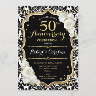 50th Anniversary Invitation - Gold Black