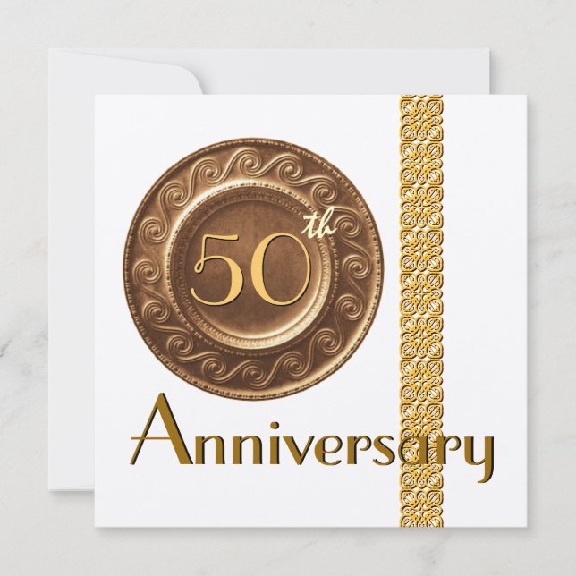 50th Anniversary Invitation Gold Metallic Paper (Front)