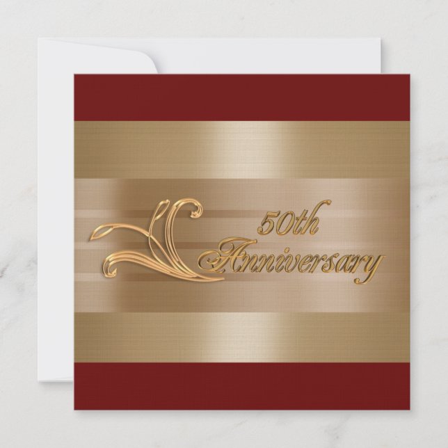 50th anniversary invitation gold red (Front)