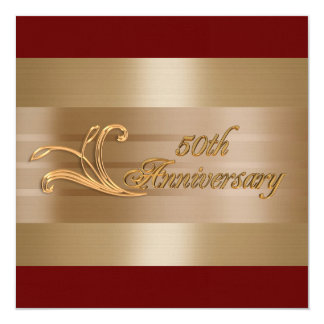 50th anniversary invitation gold red