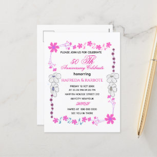 50th Anniversary Invitation, Greenery Wedding Anni Holiday Postcard