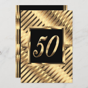 50th Anniversary Invitation Modern Black and Gold