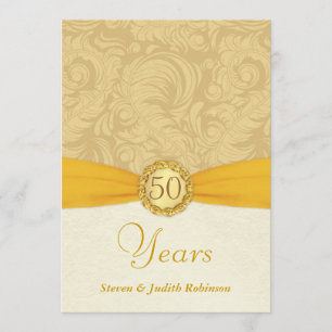 50th Anniversary Invitations- Gold Monogram Invitation