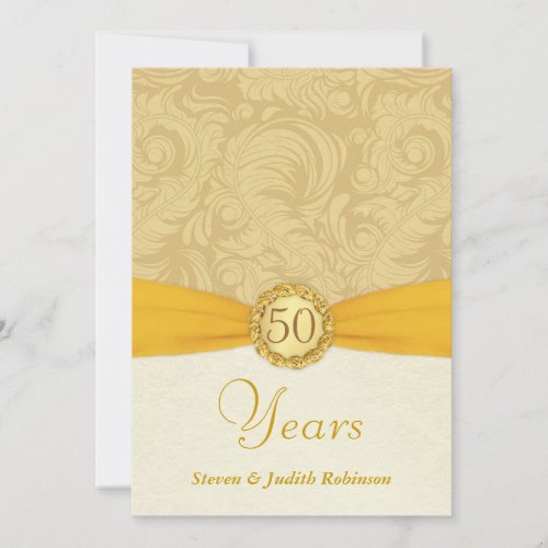 50th Anniversary Invitations- Gold Monogram